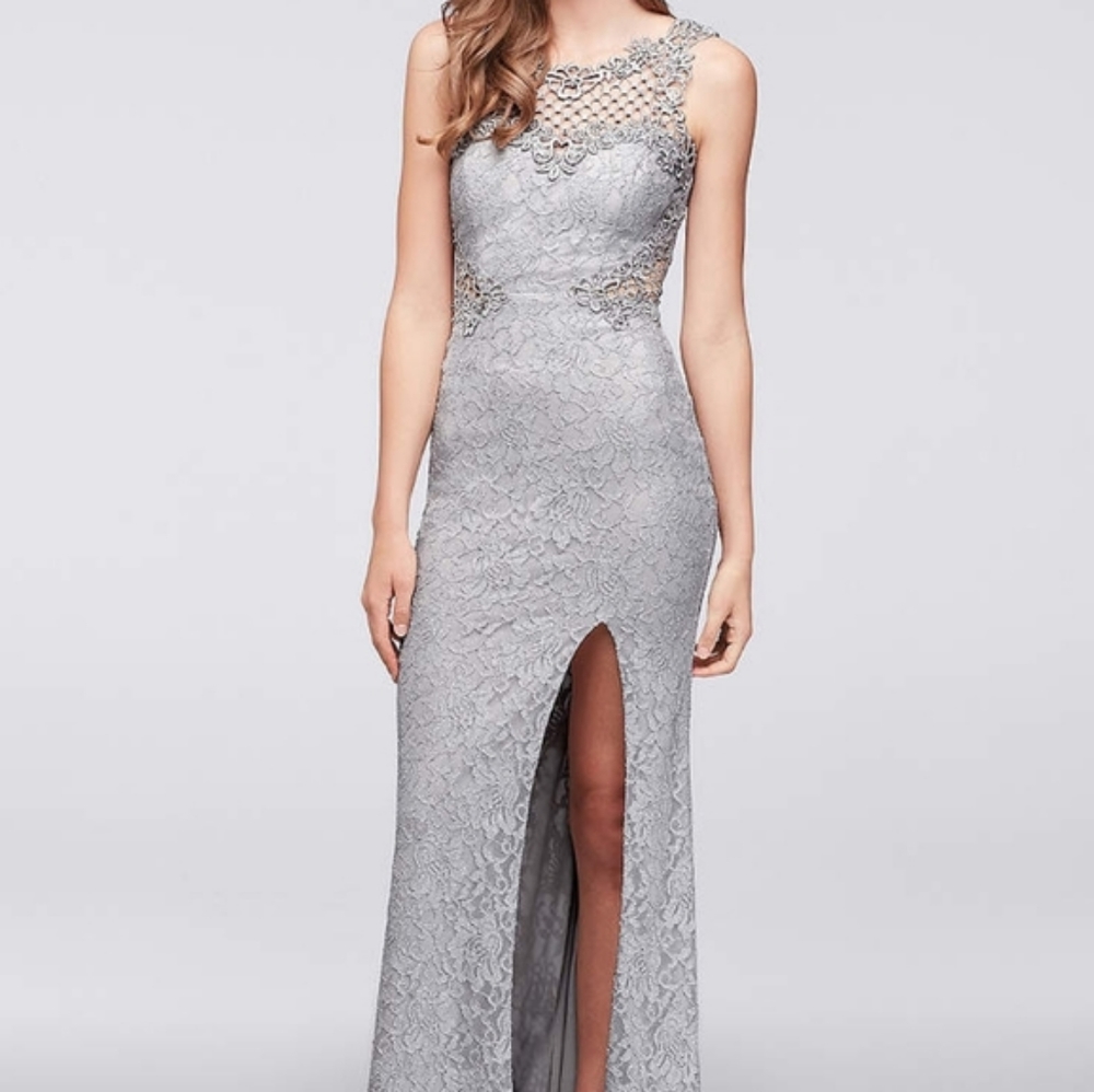 Silver and Lace Formal Gown